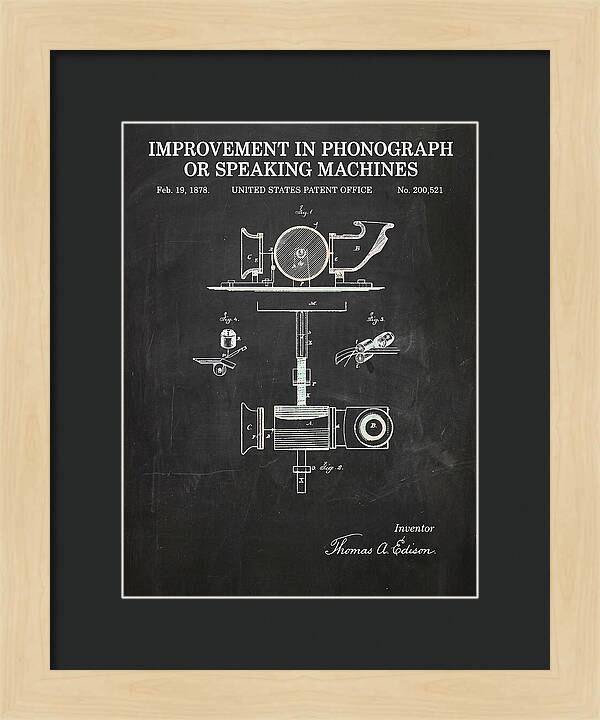Phonograph Edison Chalkboard Patent Us200521a