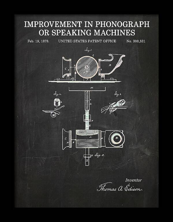 Phonograph Edison Chalkboard Patent Us200521a