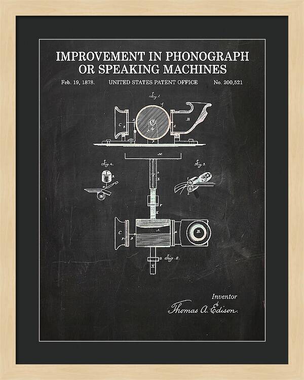 Phonograph Edison Chalkboard Patent Us200521a