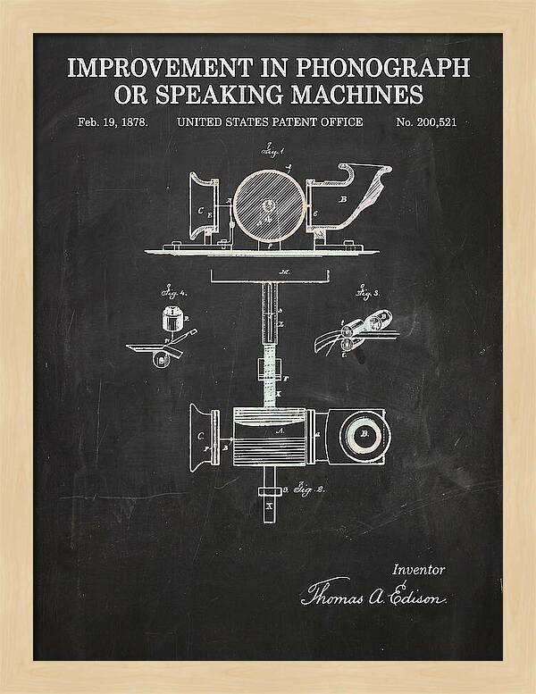 Phonograph Edison Chalkboard Patent Us200521a