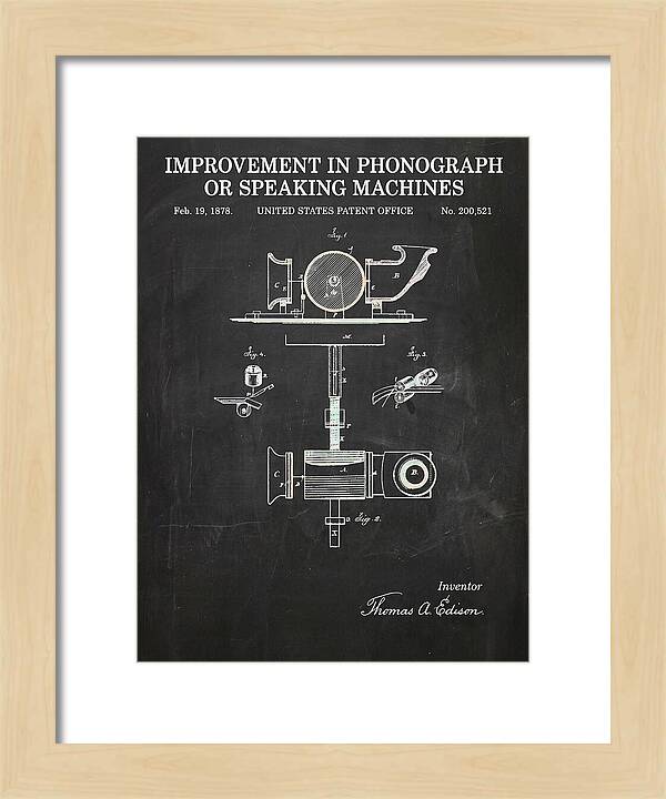 Phonograph Edison Chalkboard Patent Us200521a