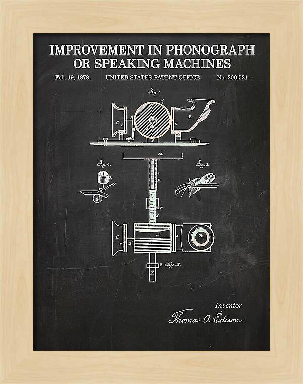 Phonograph Edison Chalkboard Patent Us200521a