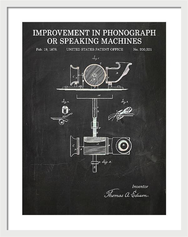 Phonograph Edison Chalkboard Patent Us200521a
