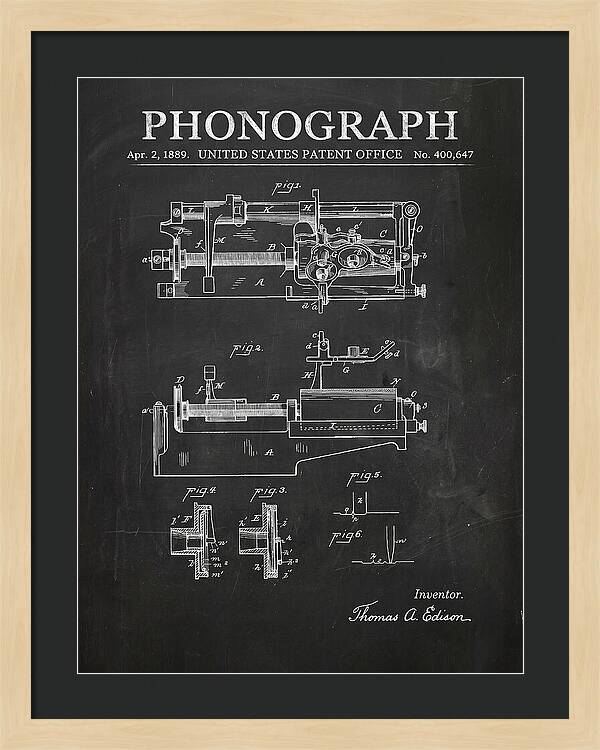 Phonograph Edison Chalkboard Patent Us400647a