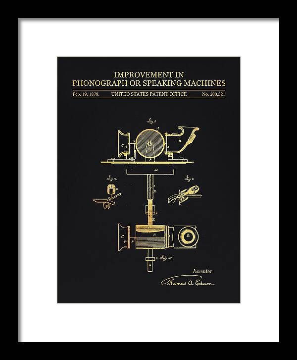 Phonograph Edison Gold Patent Us200521a