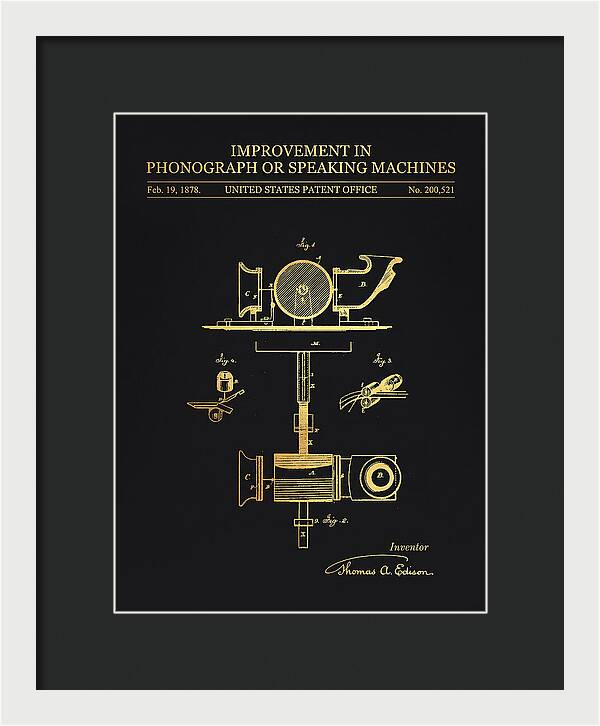 Phonograph Edison Gold Patent Us200521a
