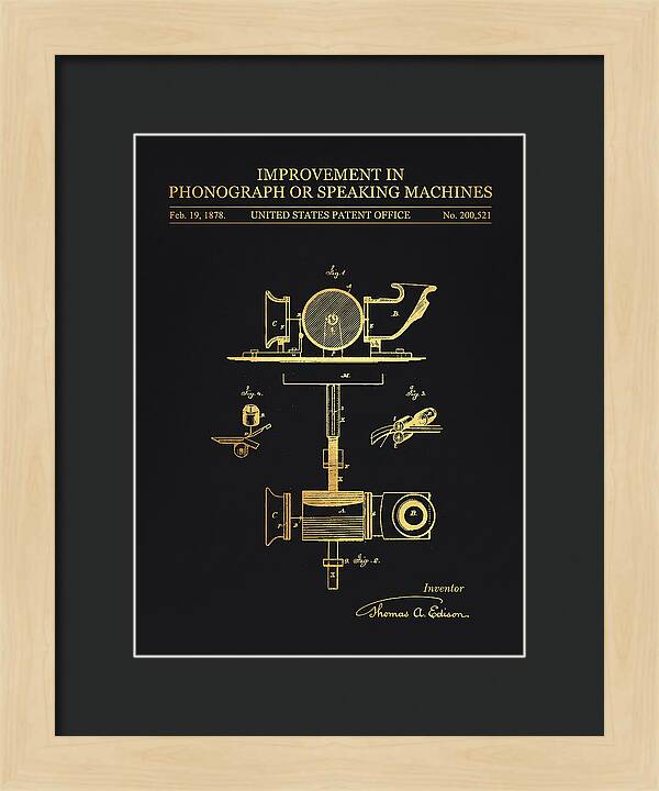 Phonograph Edison Gold Patent Us200521a