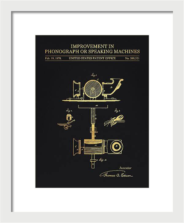 Phonograph Edison Gold Patent Us200521a