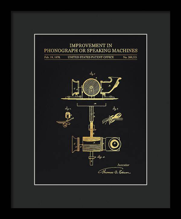 Phonograph Edison Gold Patent Us200521a