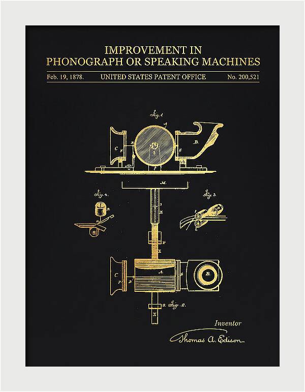 Phonograph Edison Gold Patent Us200521a