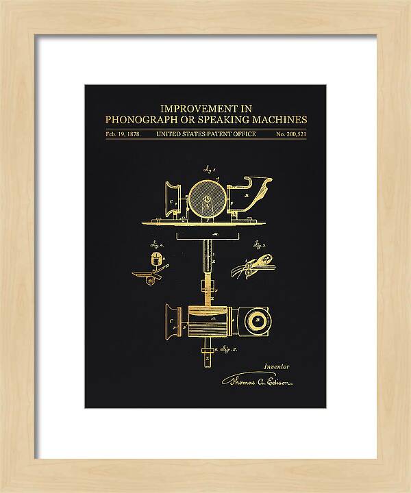 Phonograph Edison Gold Patent Us200521a
