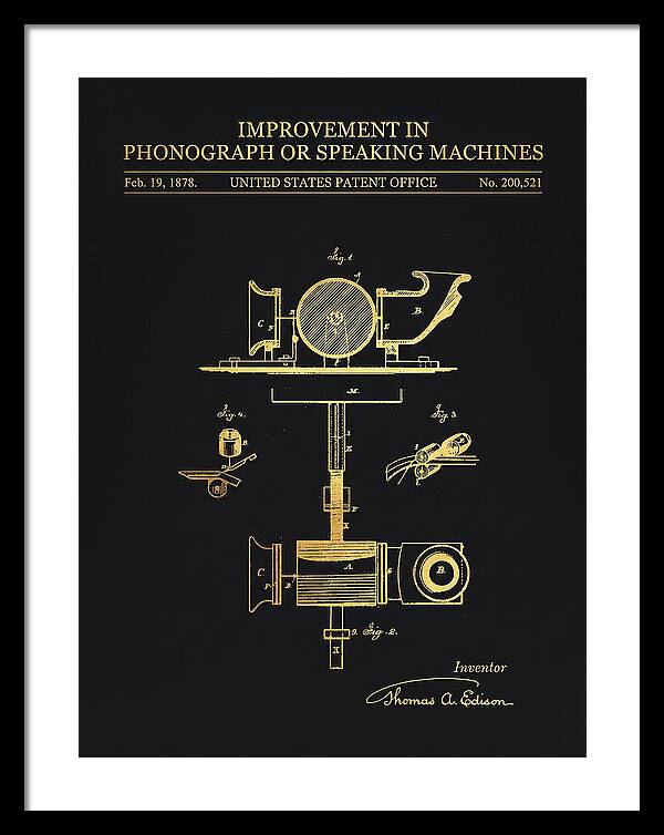 Phonograph Edison Gold Patent Us200521a