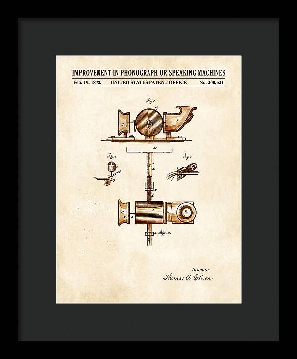 Phonograph Edison Watercolor Patent Us200521a