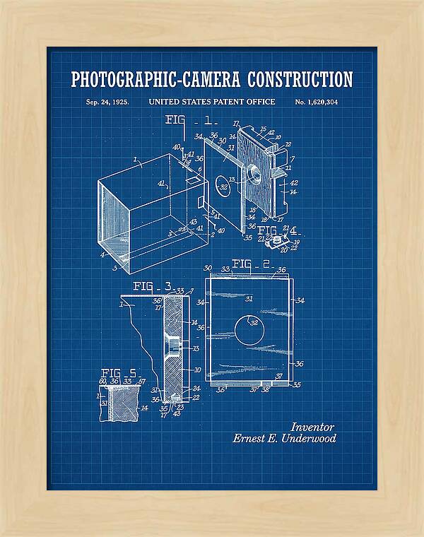 Photographic Camera Construction Blueprint Patent Us1620304a