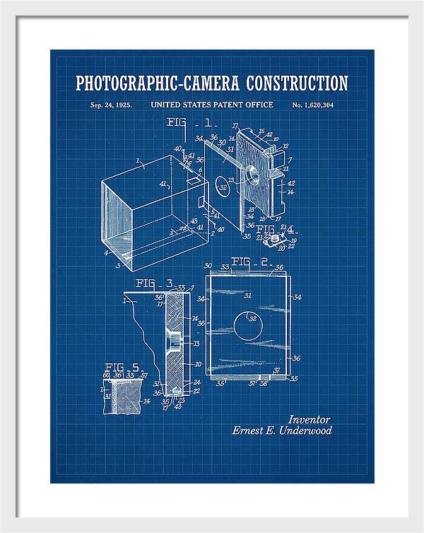 Photographic Camera Construction Blueprint Patent Us1620304a