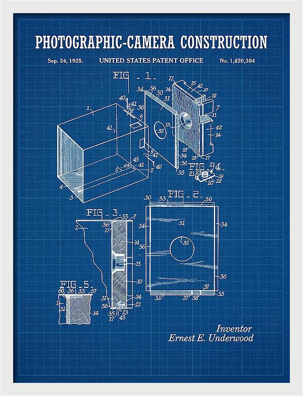Photographic Camera Construction Blueprint Patent Us1620304a