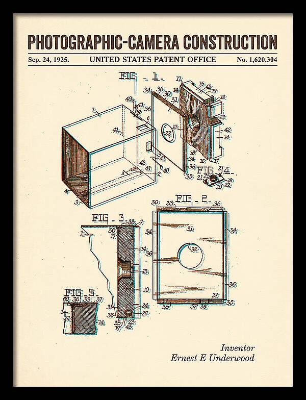 Photographic Camera Construction Retro Patent Us1620304a