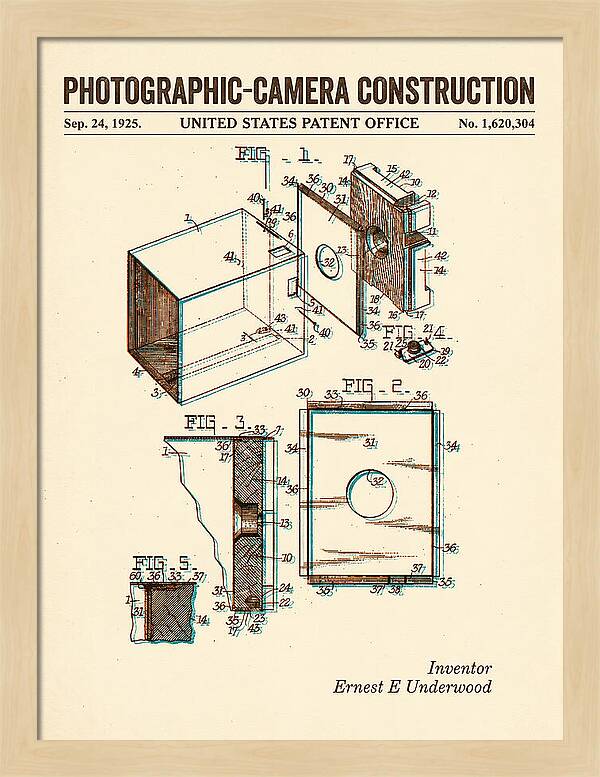 Photographic Camera Construction Retro Patent Us1620304a