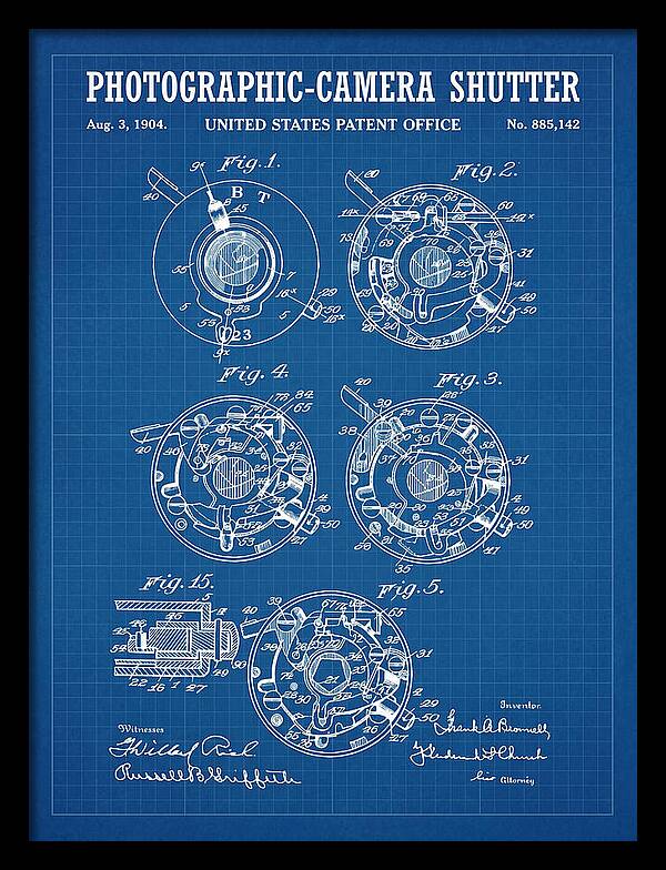 Photographic Camera Shutter Blueprint Patent Us885142a