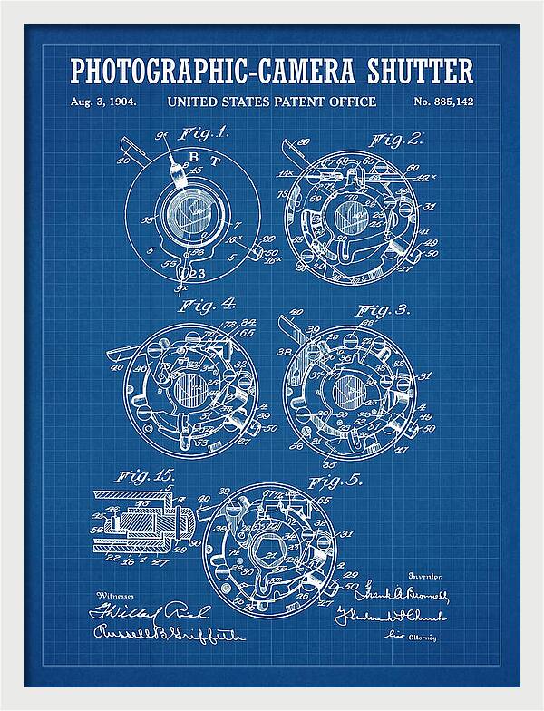 Photographic Camera Shutter Blueprint Patent Us885142a