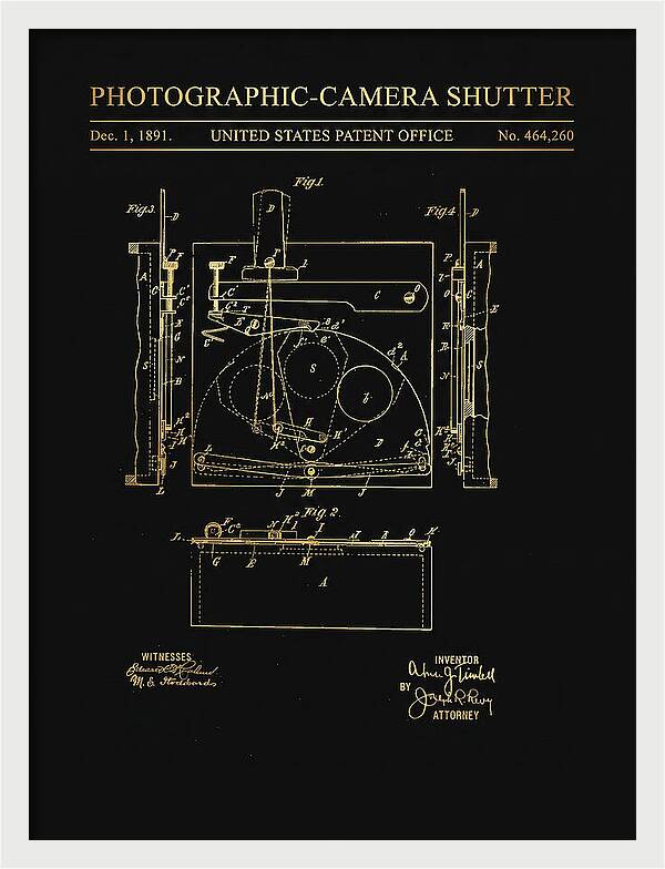 Photographic Camera Shutter Gold Patent Us464260