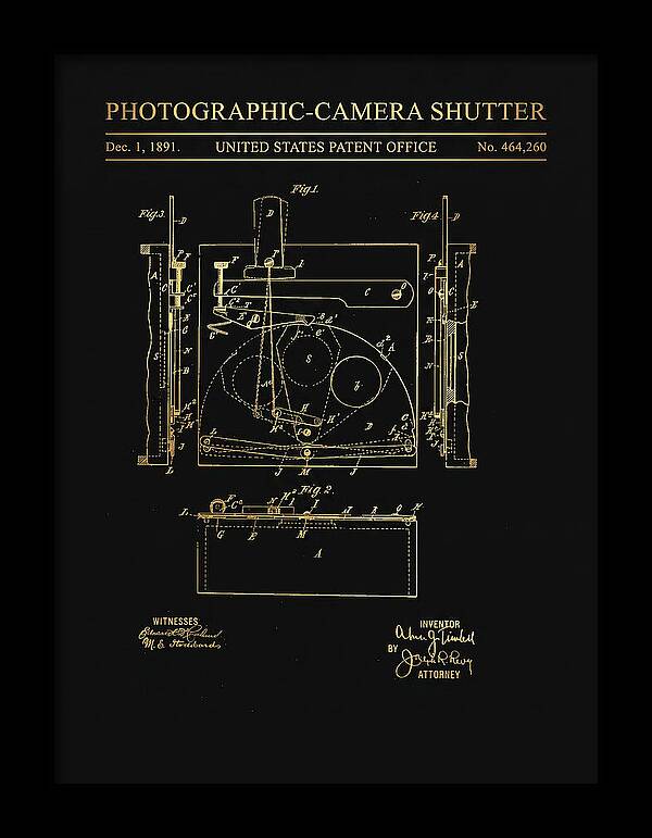 Photographic Camera Shutter Gold Patent Us464260