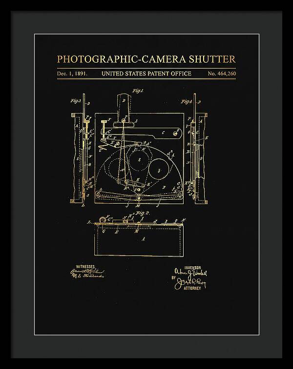 Photographic Camera Shutter Gold Patent Us464260