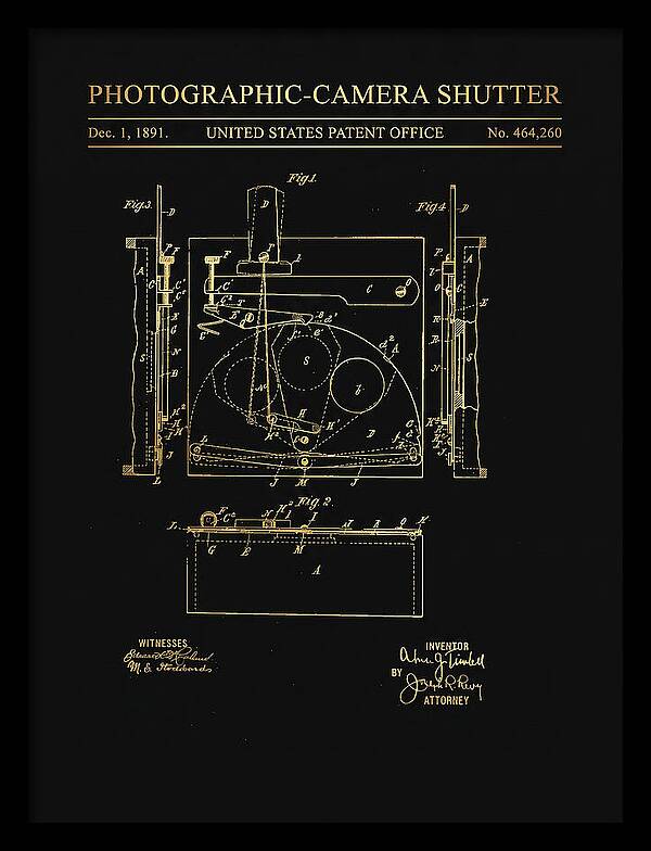 Photographic Camera Shutter Gold Patent Us464260