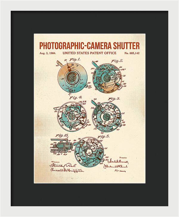 Photographic Camera Shutter Retro Patent Us885142a