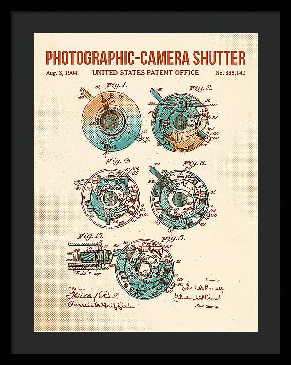 Photographic Camera Shutter Retro Patent Us885142a