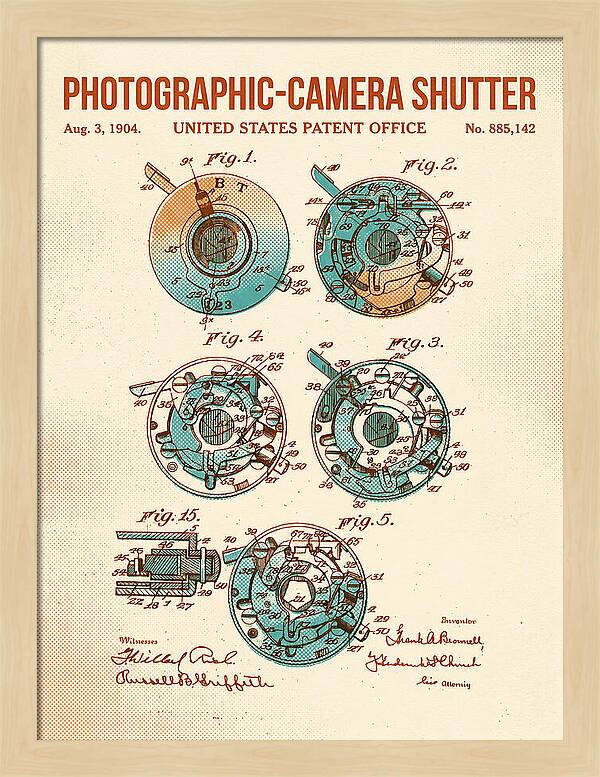 Photographic Camera Shutter Retro Patent Us885142a