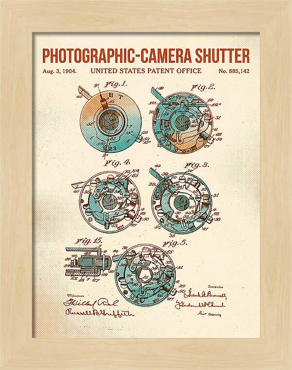 Photographic Camera Shutter Retro Patent Us885142a