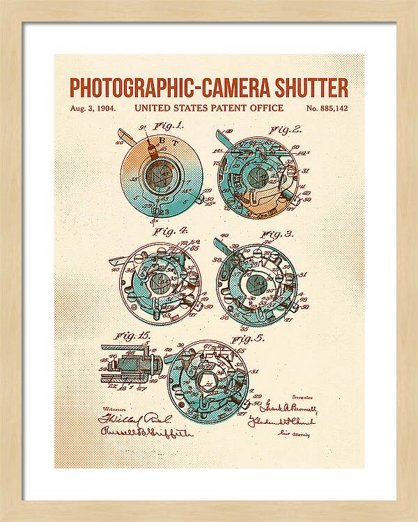 Photographic Camera Shutter Retro Patent Us885142a
