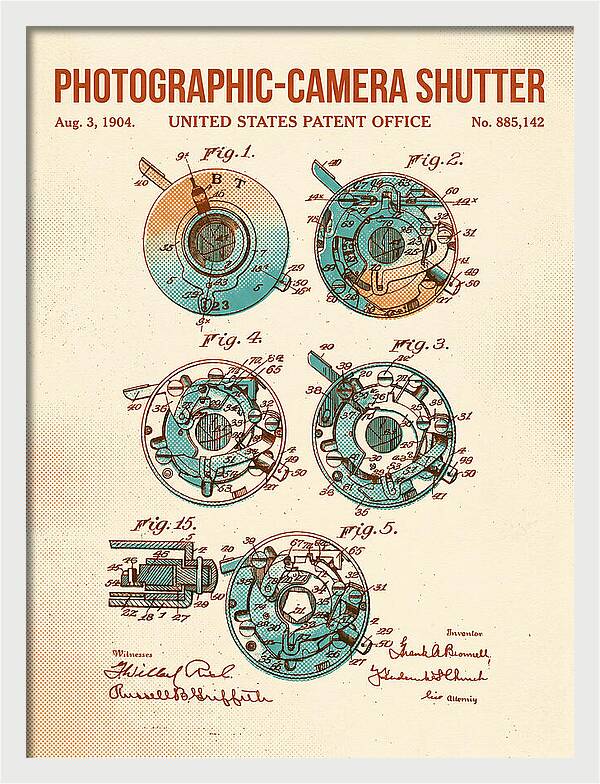 Photographic Camera Shutter Retro Patent Us885142a
