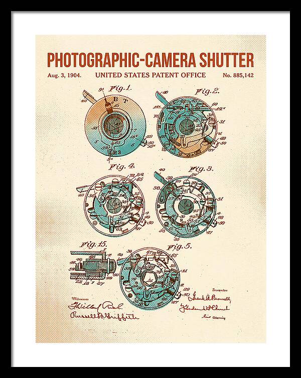 Photographic Camera Shutter Retro Patent Us885142a
