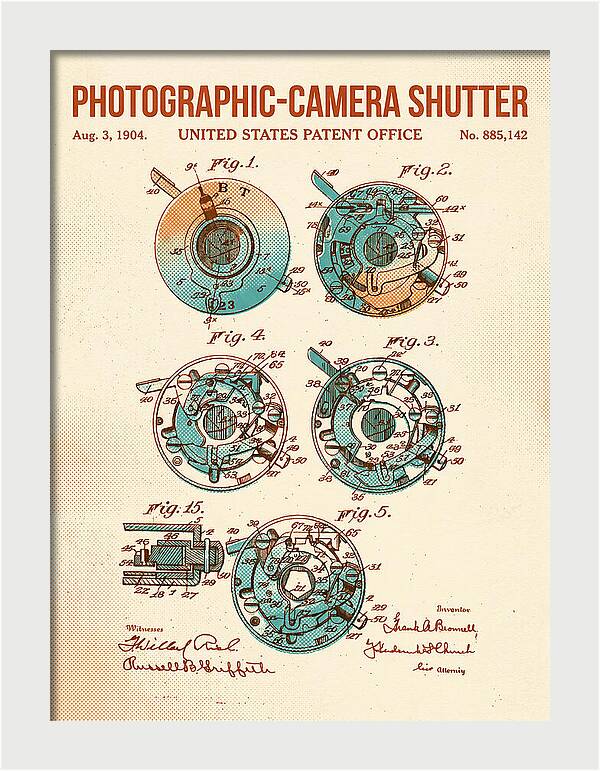 Photographic Camera Shutter Retro Patent Us885142a