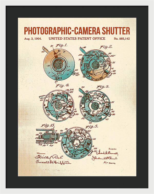 Photographic Camera Shutter Retro Patent Us885142a