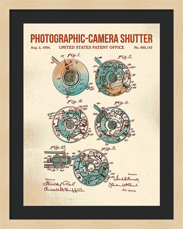Photographic Camera Shutter Retro Patent Us885142a