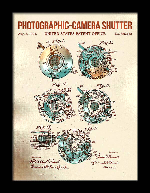 Photographic Camera Shutter Retro Patent Us885142a