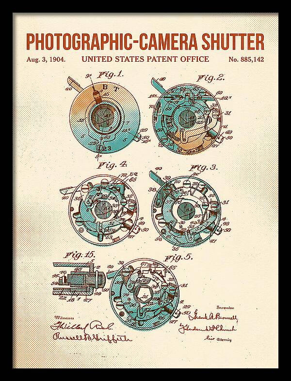 Photographic Camera Shutter Retro Patent Us885142a