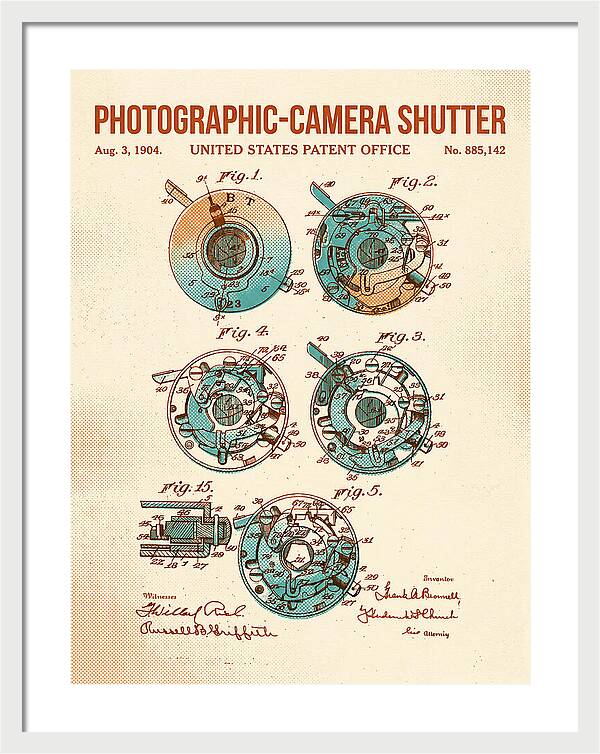 Photographic Camera Shutter Retro Patent Us885142a