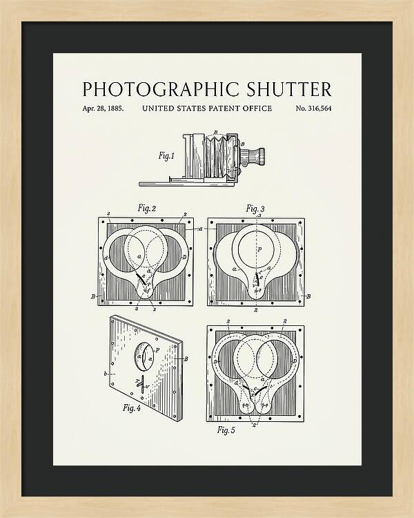 Photographic Shutter Minimalist Patent Us316564a