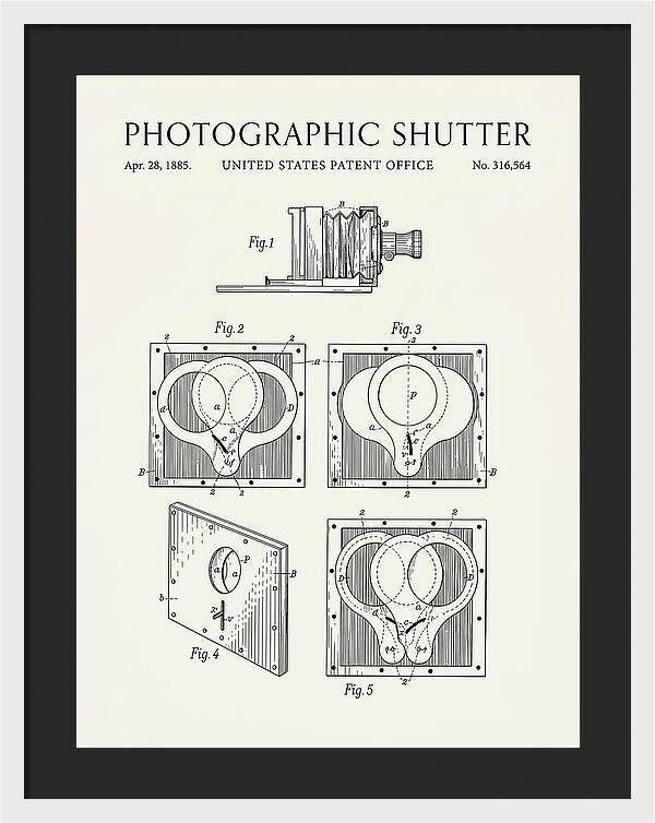 Photographic Shutter Minimalist Patent Us316564a