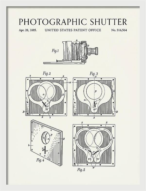 Photographic Shutter Minimalist Patent Us316564a