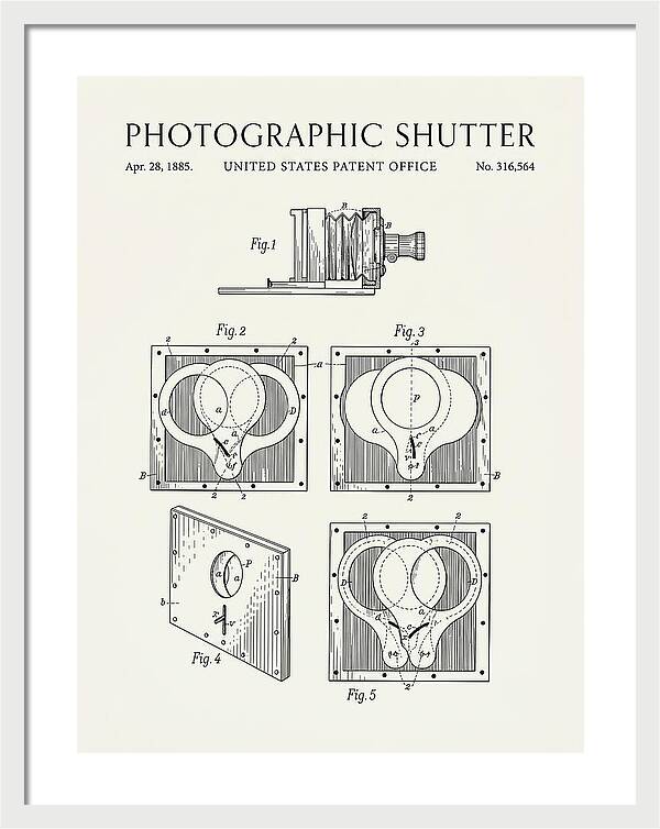 Photographic Shutter Minimalist Patent Us316564a