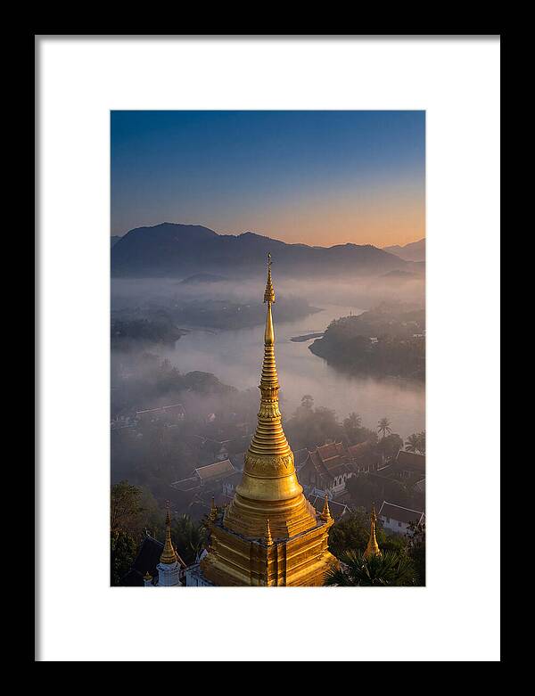 Phousi Hill Temple At Dawn