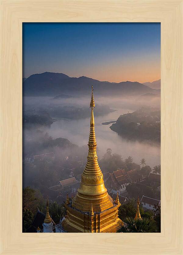 Phousi Hill Temple At Dawn