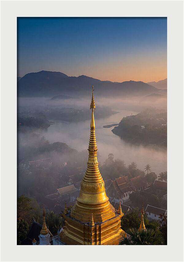 Phousi Hill Temple At Dawn