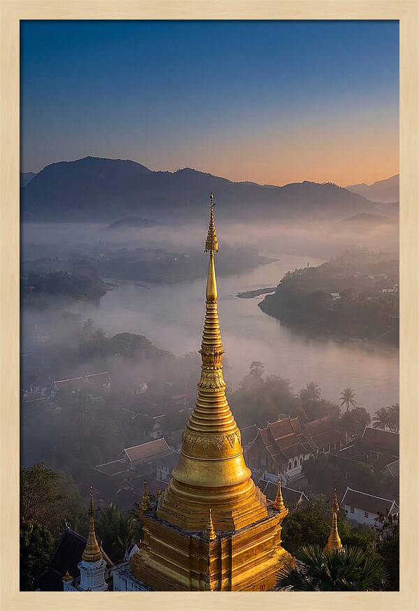 Phousi Hill Temple At Dawn