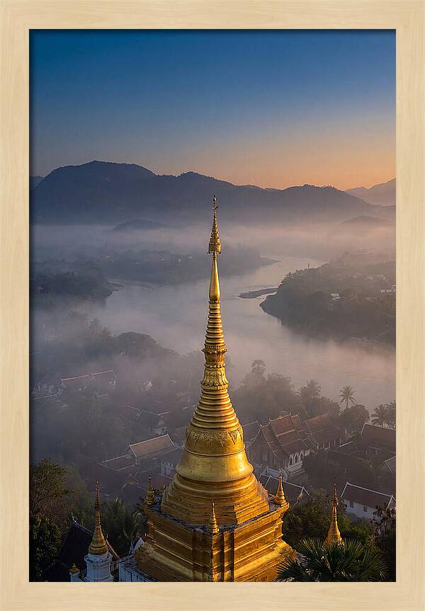 Phousi Hill Temple At Dawn
